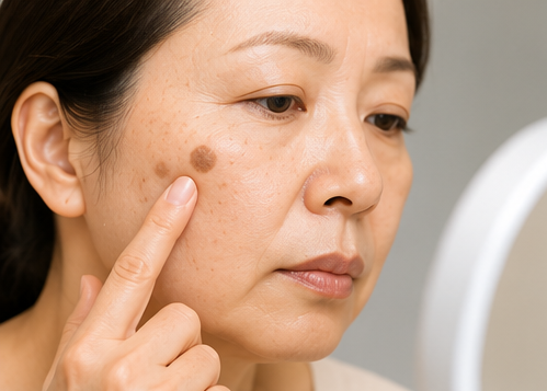 患者の皮膚を診察する